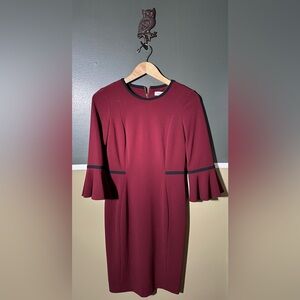 Calvin Klein Wine Long Sleeve Dress